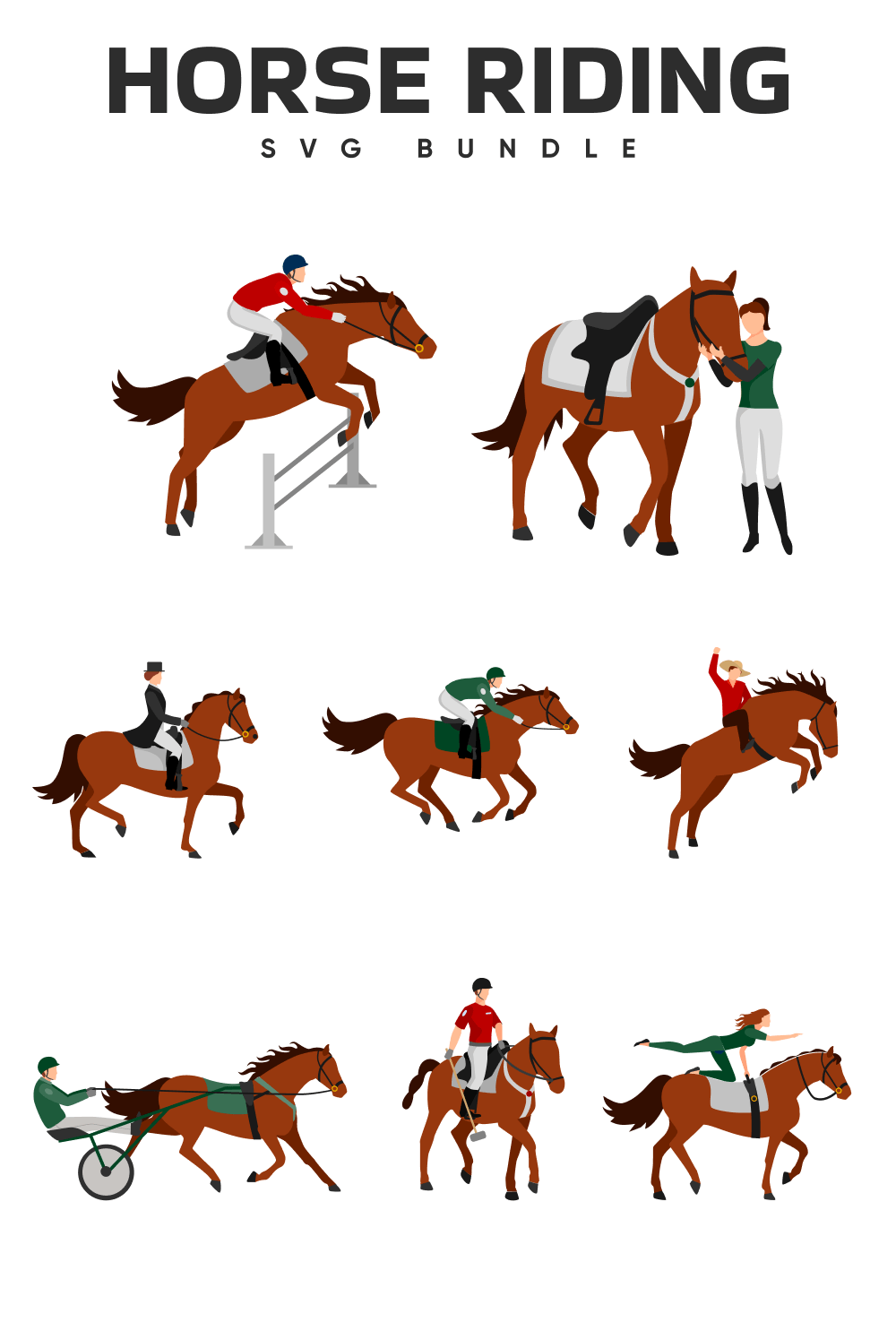 Horse riding game with horses and jockeys.