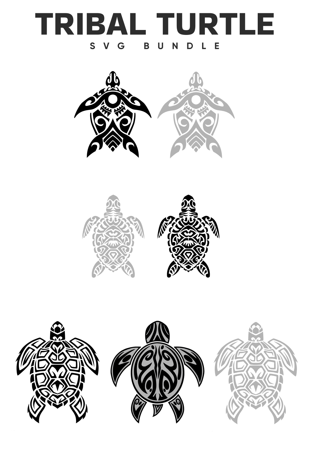Tribal turtle tattoo designs on a white background.