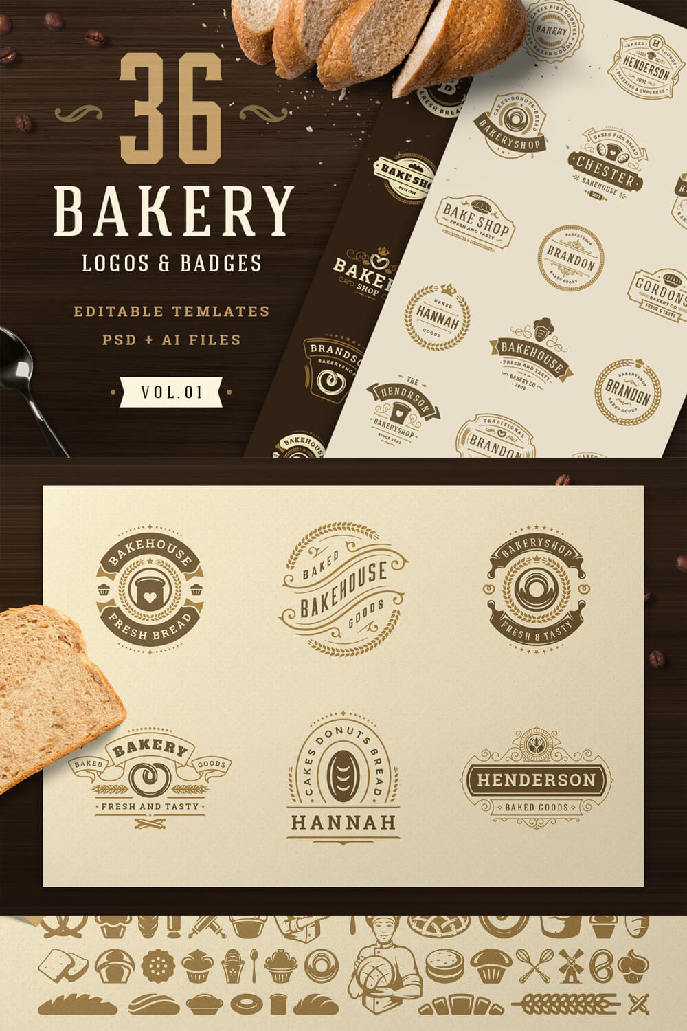 36 Bakery Logos & Badges for Pinterest.