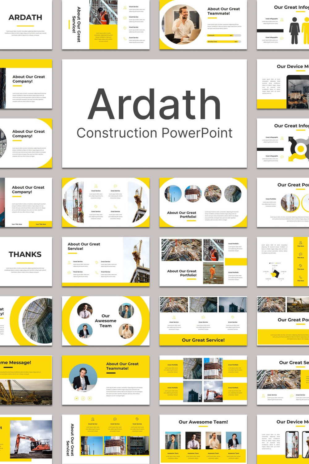 Construction slides and title in the middle "Ardath Construction PowerPoint".