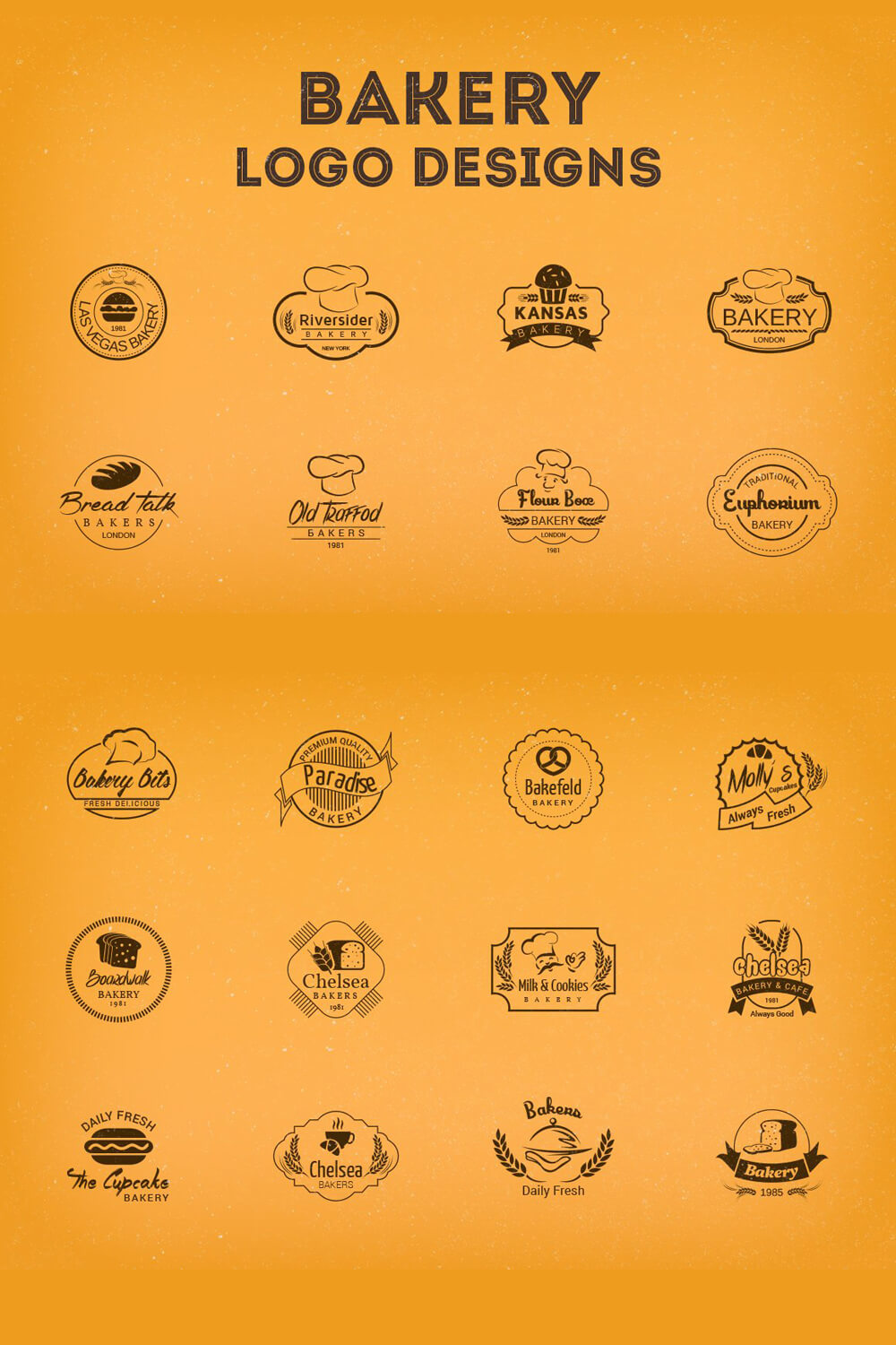 20 bakery logo templates for Pinterest.