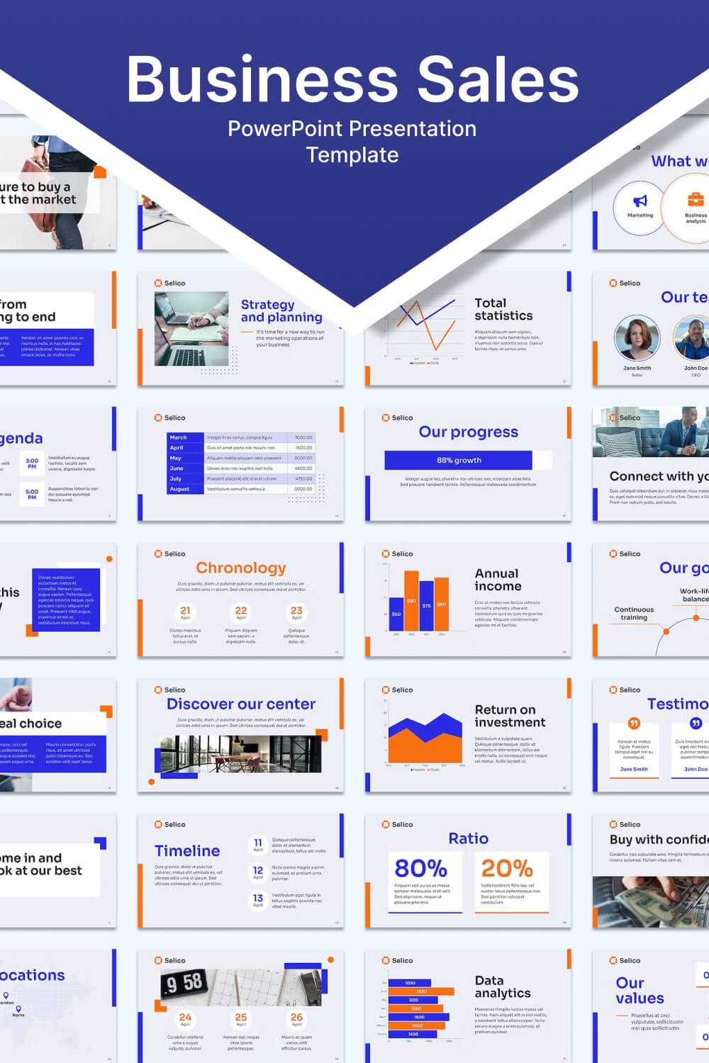 Chronology of Business Sales PowerPoint Presentation Template.