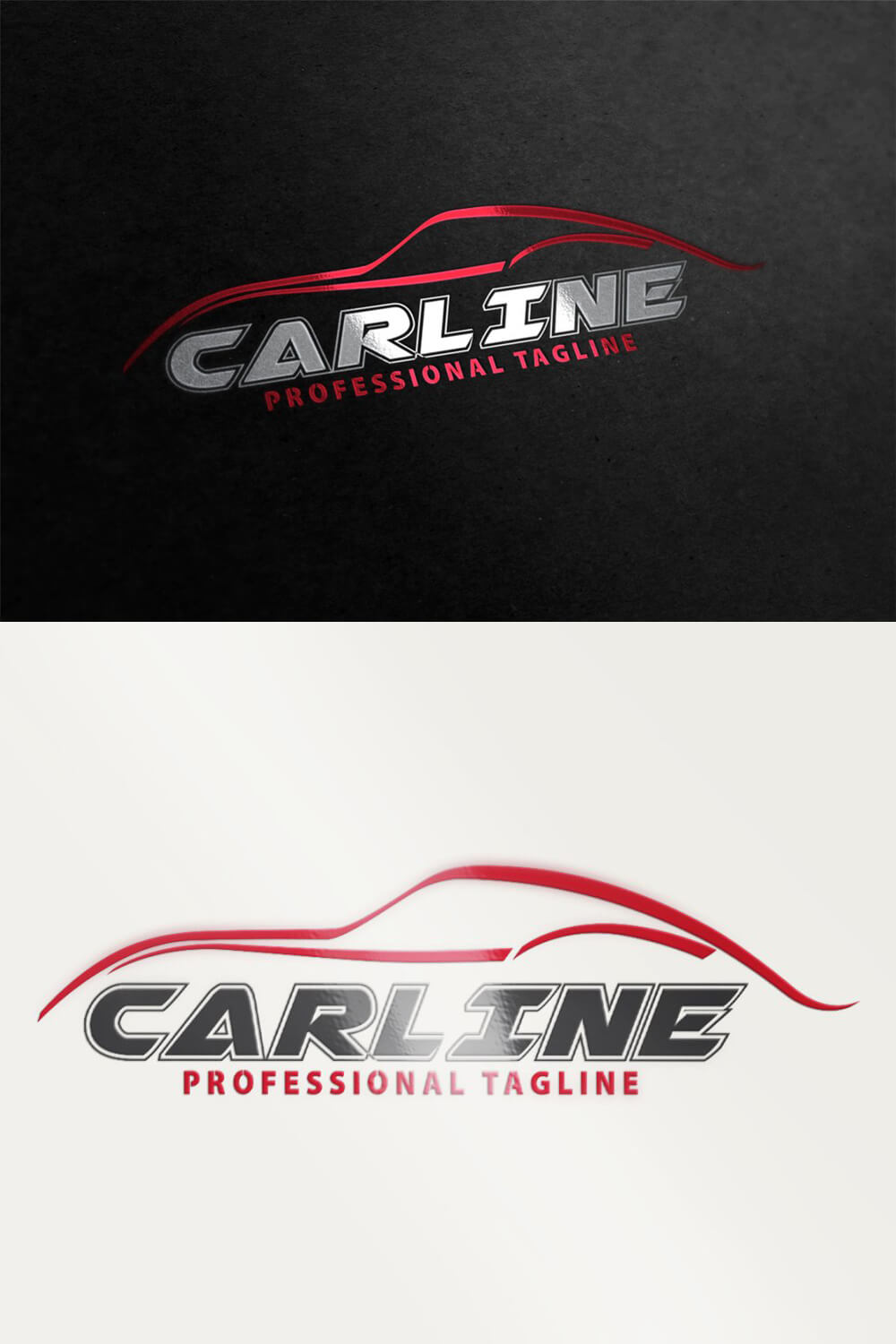 Two car line logos on black and white background.