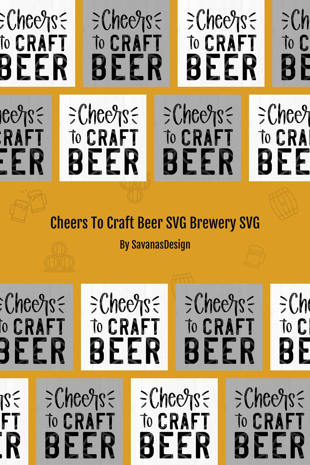 A few images with inscription "Cheers to craft beer" on the orange background.