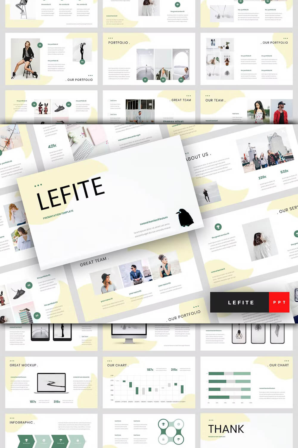 Nineteen slides of the Lefite magazine Powerpoint template.