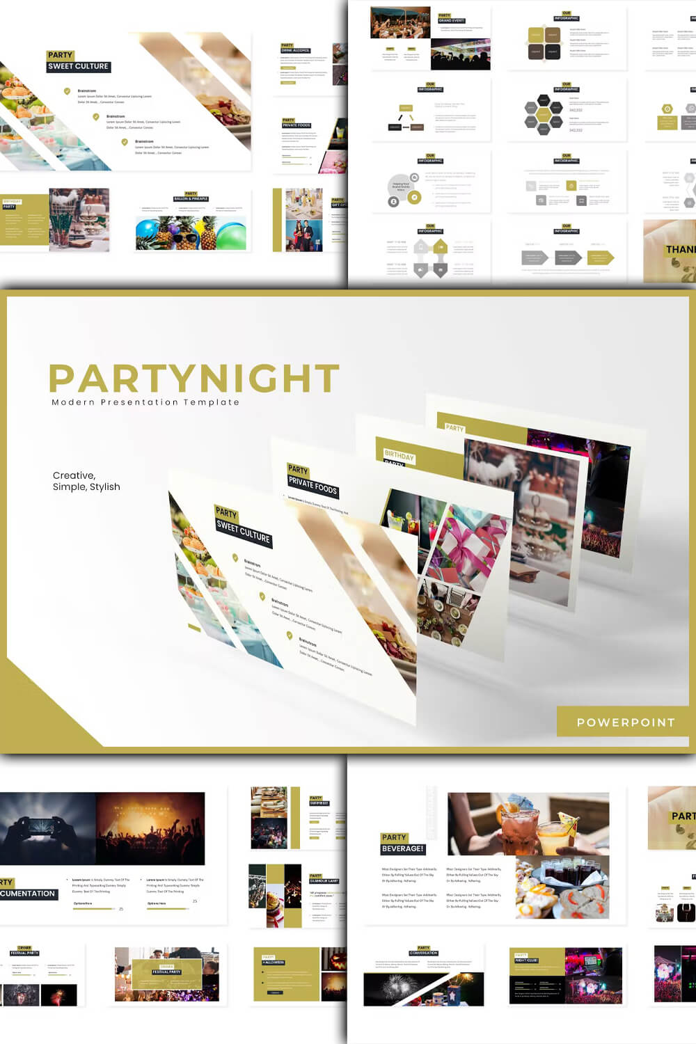 Components of partynight modern presentation template.