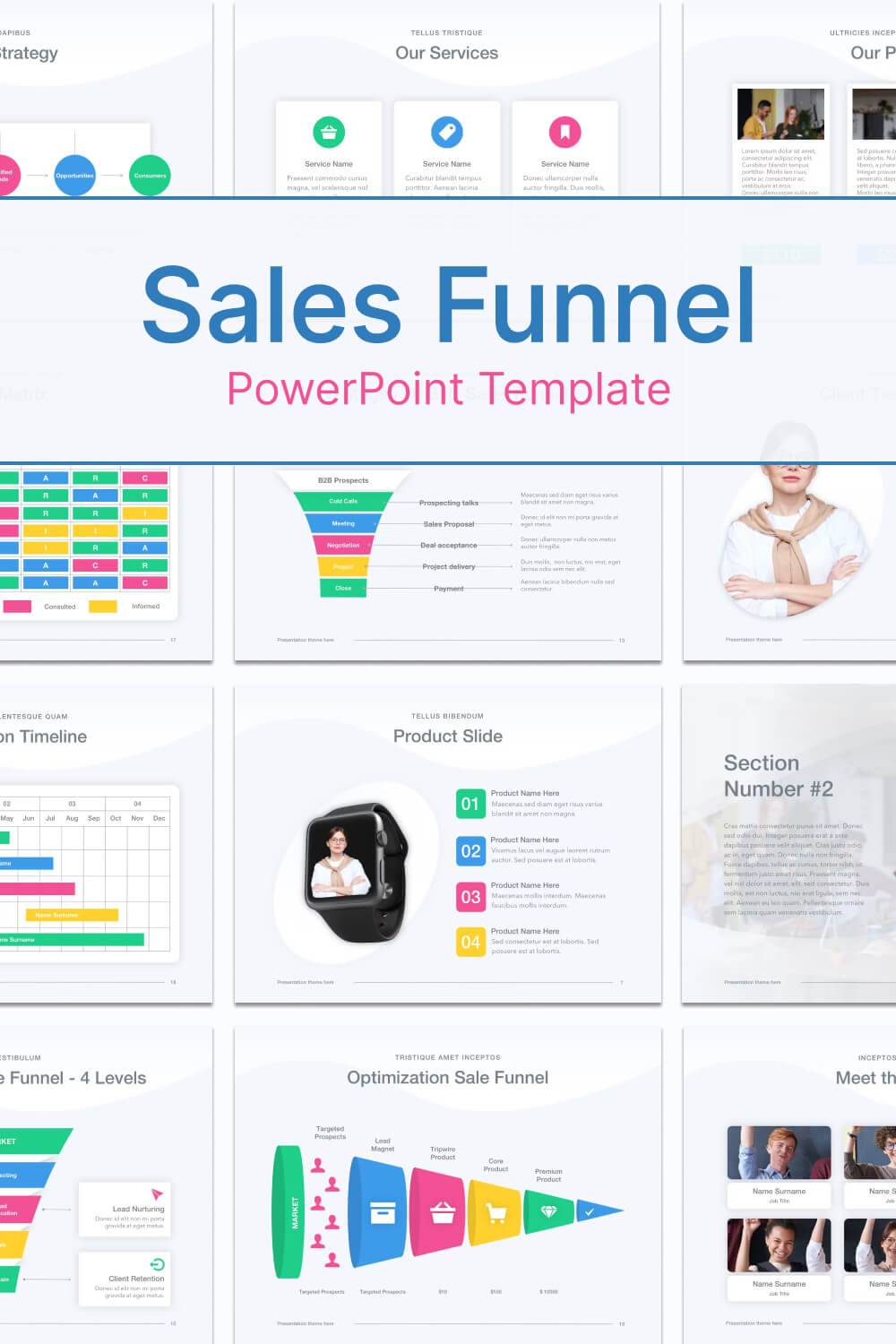 Illustrated scribble funnel of Sales Funnel PowerPoint Template.