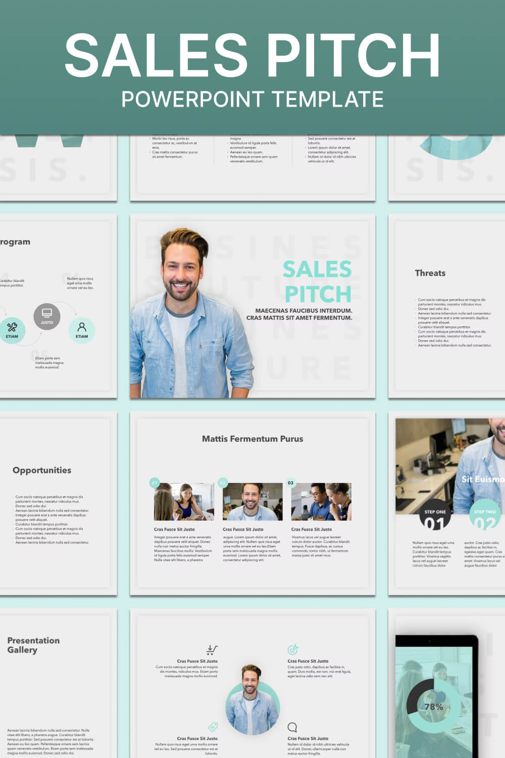 Six step program of Sales Pitch PowerPoint Template.