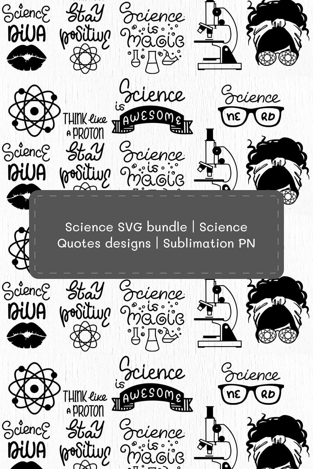 Logos with inscription "Science Diva", "Science is Magic" and other.