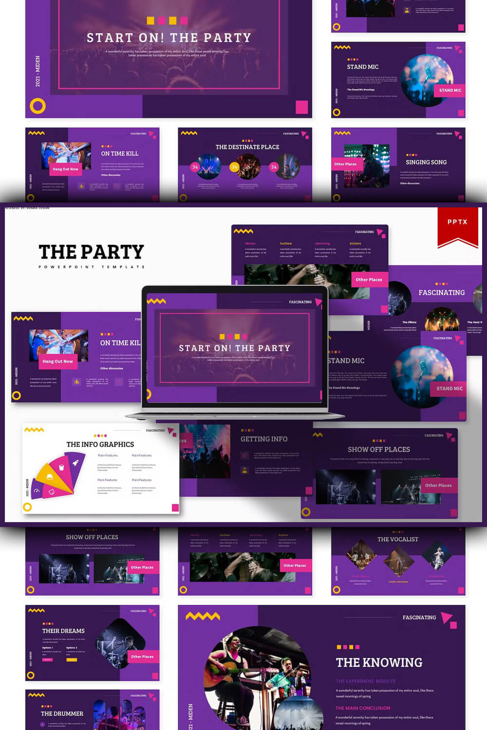 The infographics of the party powerpoint template.