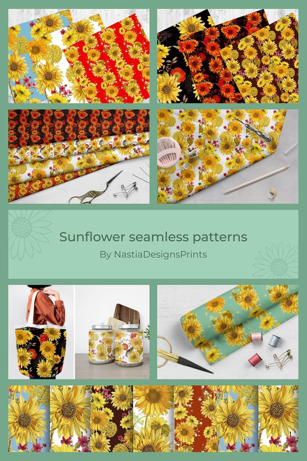 Fabrics from Sunflower Seamless Patterns.
