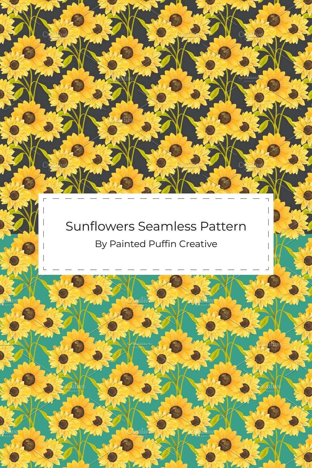 Two parallel horizontal images with small sunflowers.