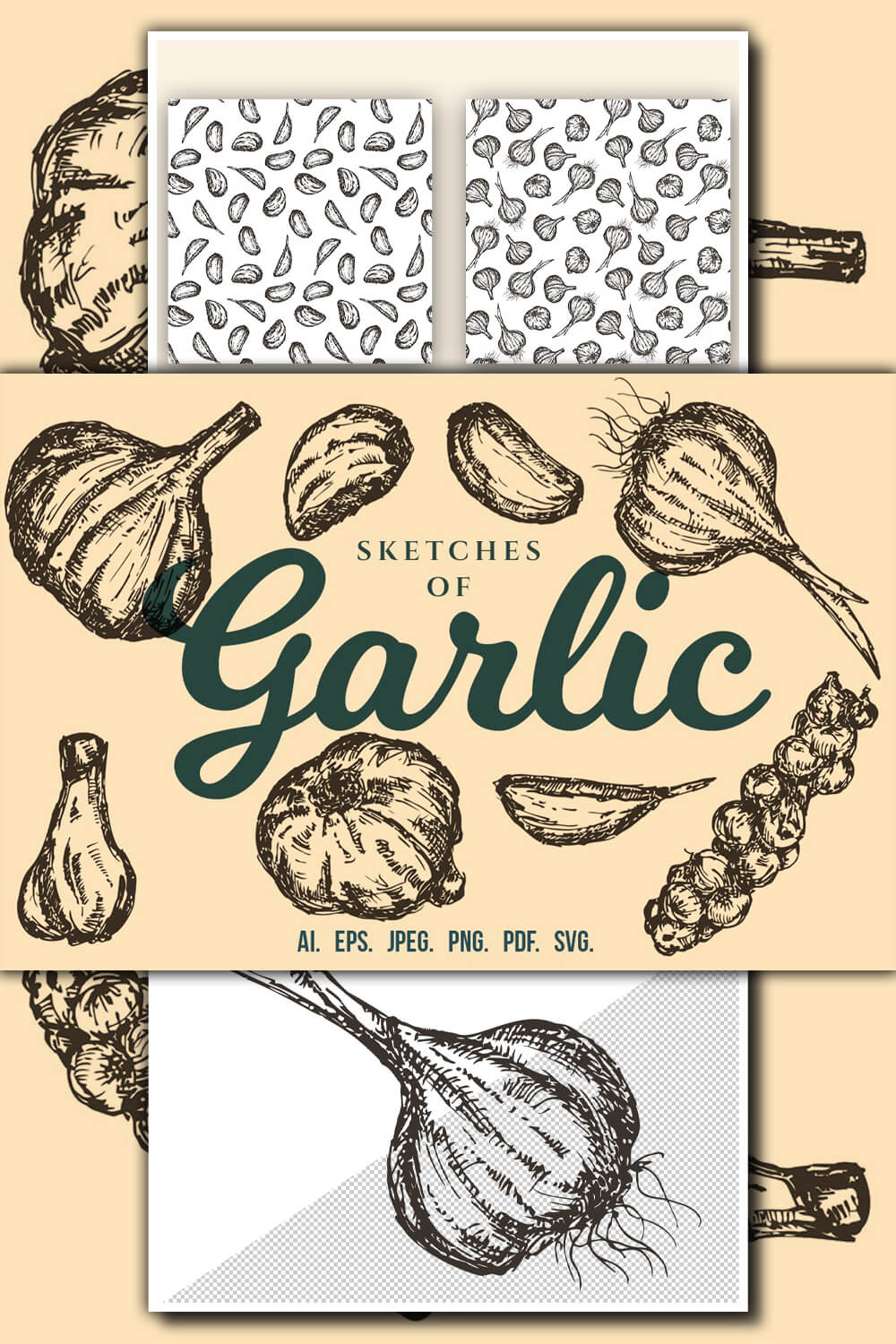 Thumbnails of onion and garlic prints.