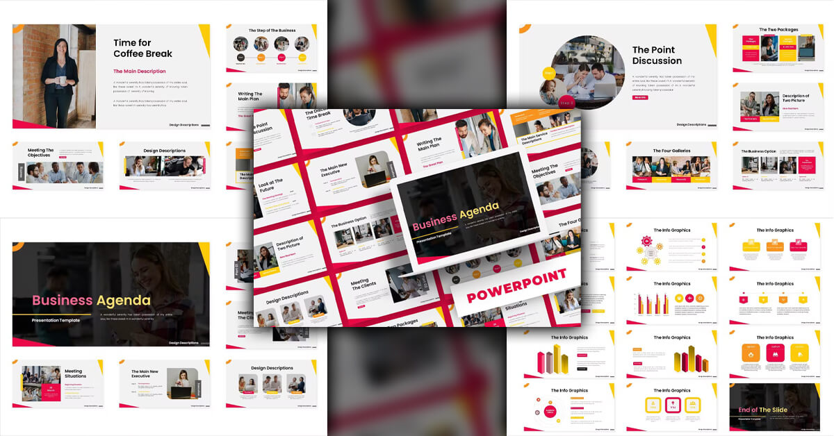 The step of the business of Business Agenda Presentation template.