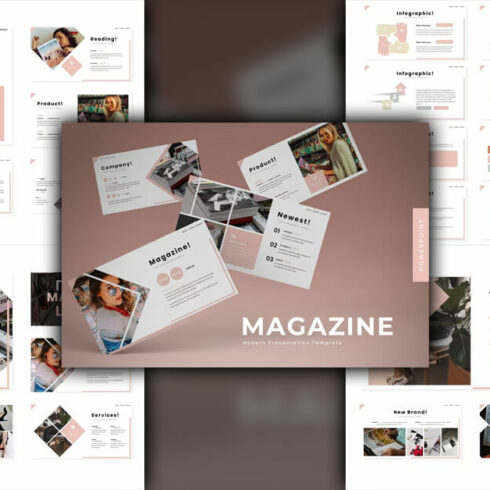 Magazine Powerpoint Template 5 Premade colors | Master Bundles