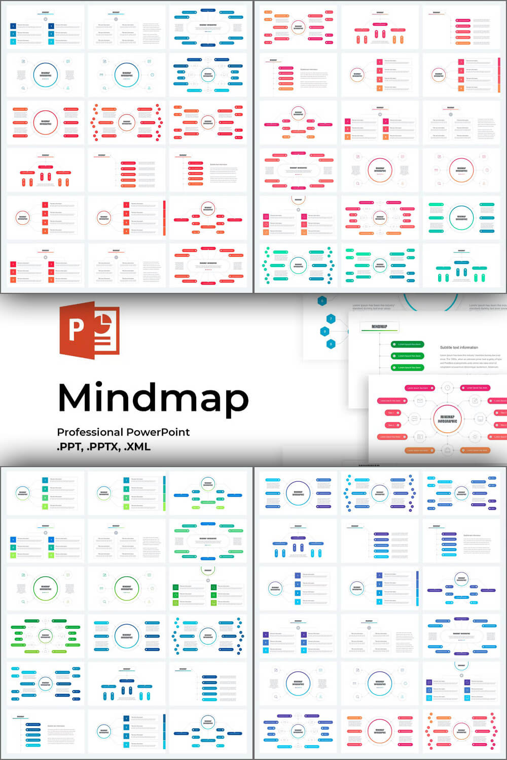Red, blue and green mindmap infographic.