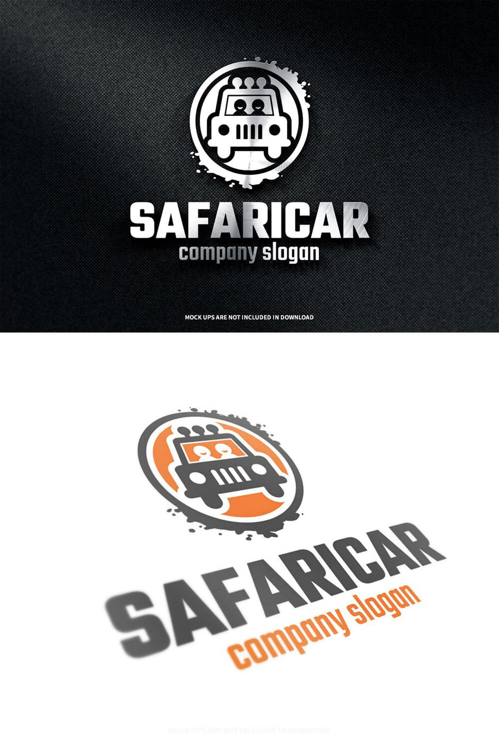 Two Safari car logo templates on black and white background.