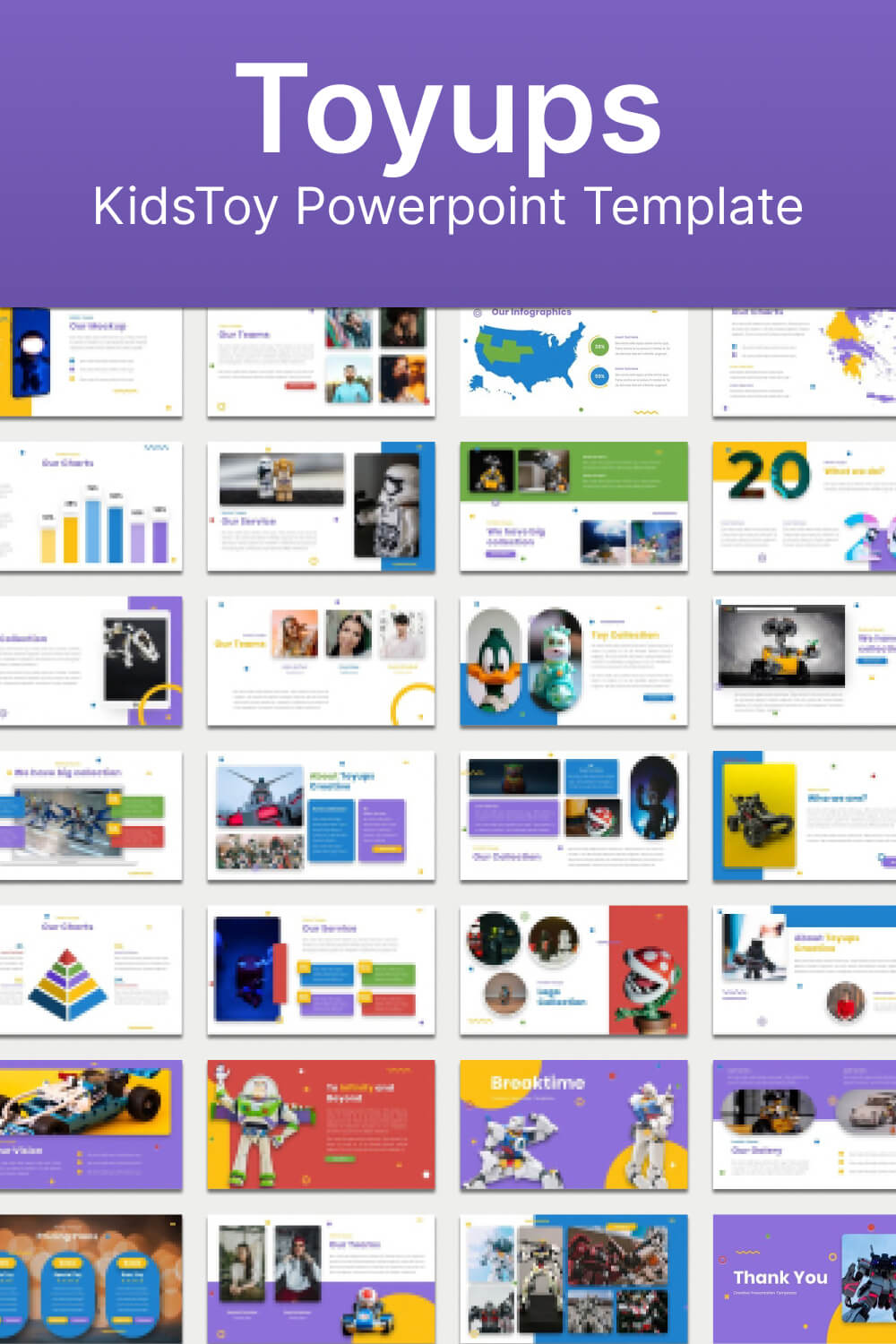 Lots of PowerPoint slides for Toyups with product title.