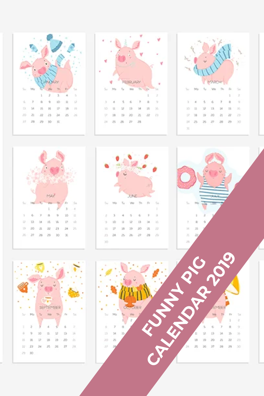 Cheerful piglets on the calendar.