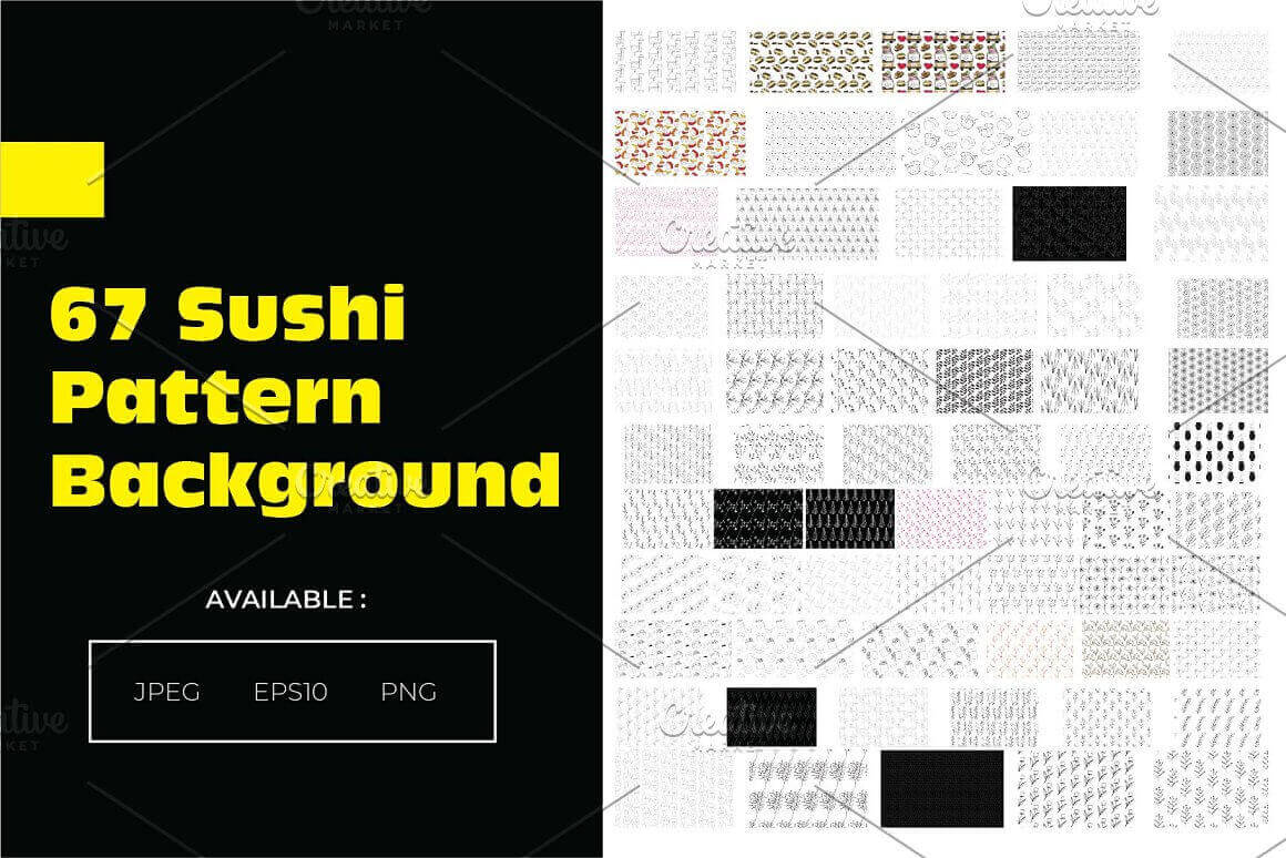 67 Sushi Food Pattern Background available in JPEG, EPS and PNG.