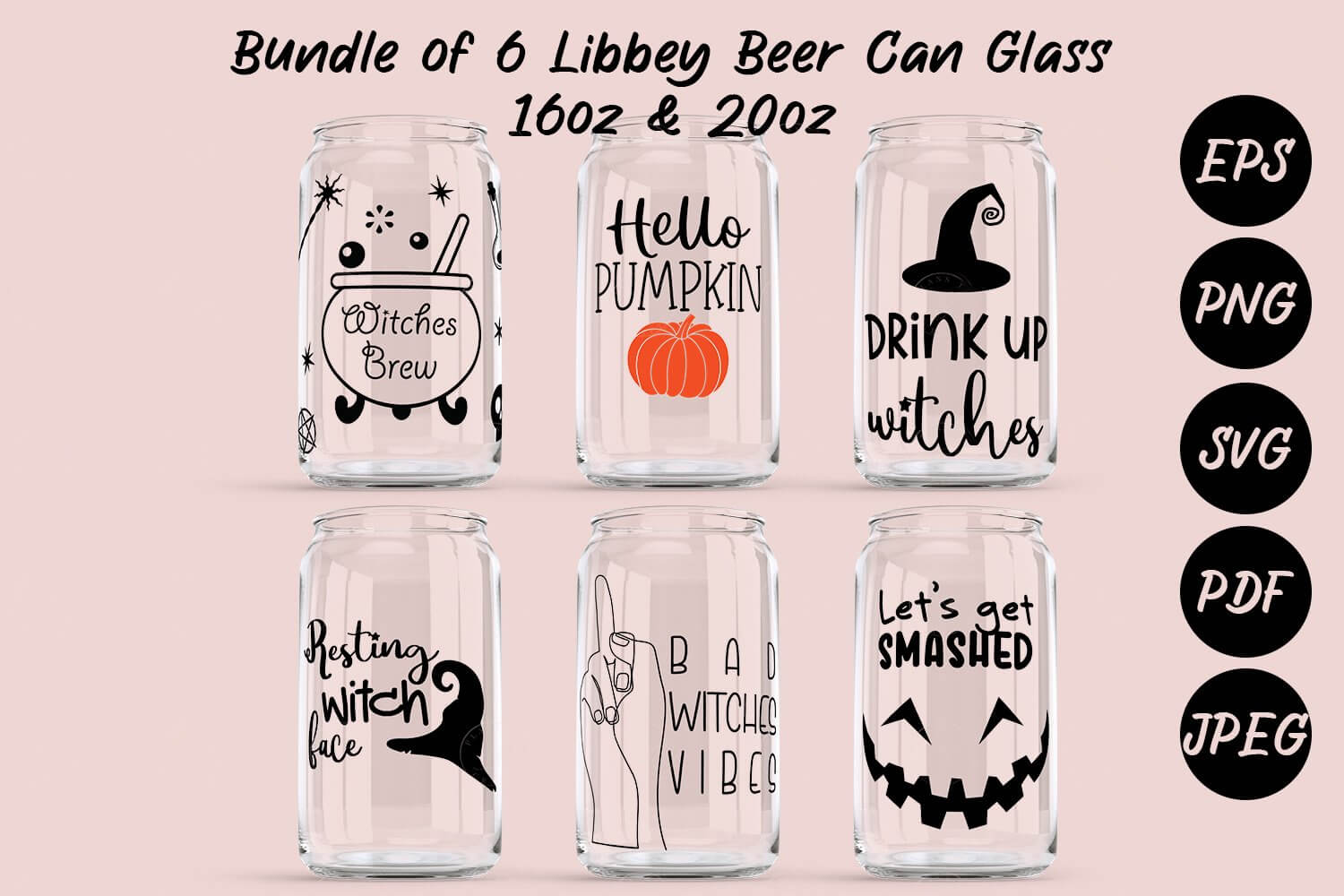 Halloween Libbey Beer Can Glass Wrap - 16 & 20oz Cup – MasterBundles