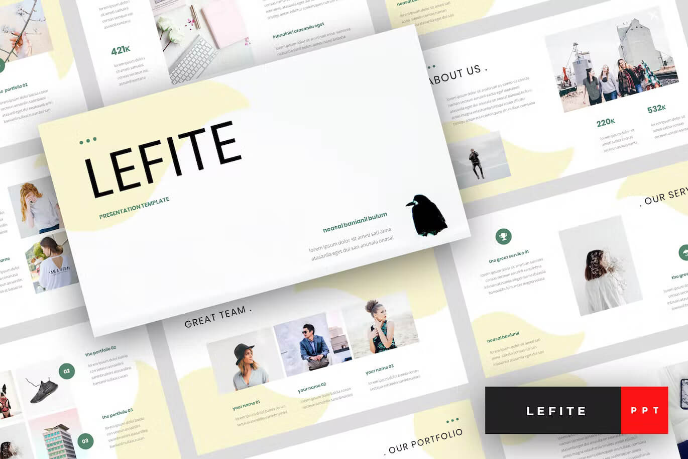 Diagonal powerpoint slides of Lefite magazine.