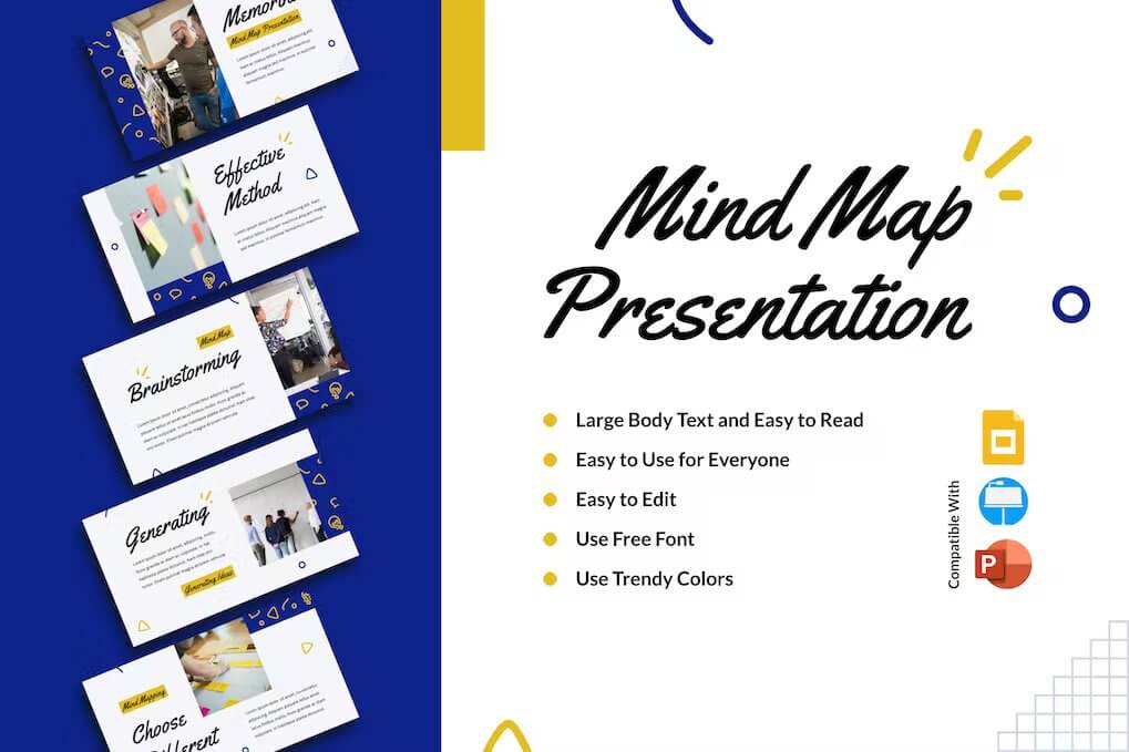 Easy to edit of MEMORINA - Mind Map Presentation Template.