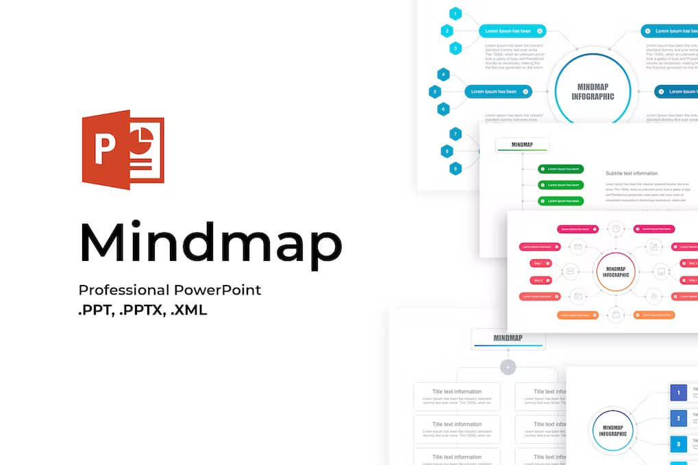 Slides with vivid Mindmap infographics.