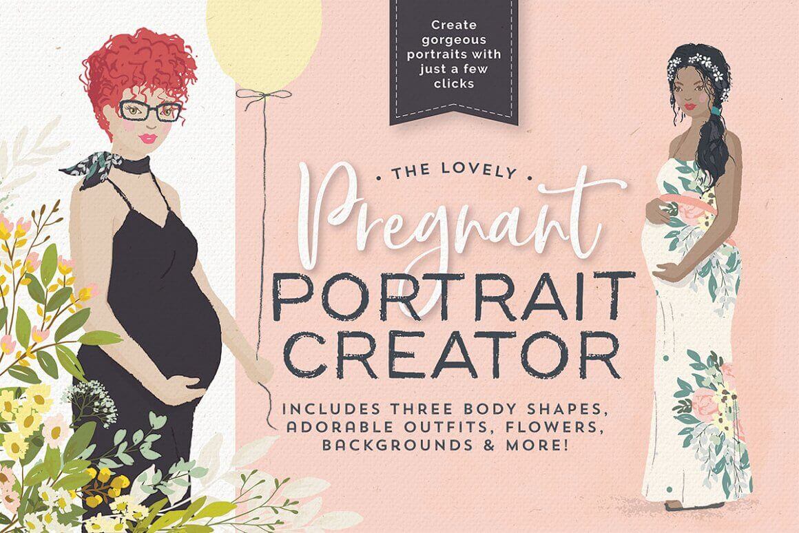 The lovely pregnant portrait creator includes three body shapes.