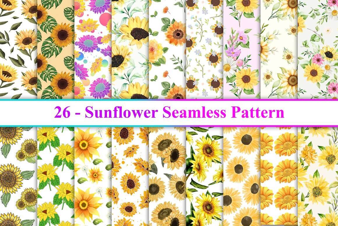 Sunflower prints with yellow and orange petals.
