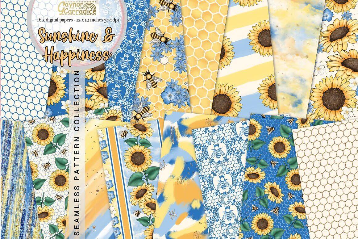Digital papers with sunshine and happiness.