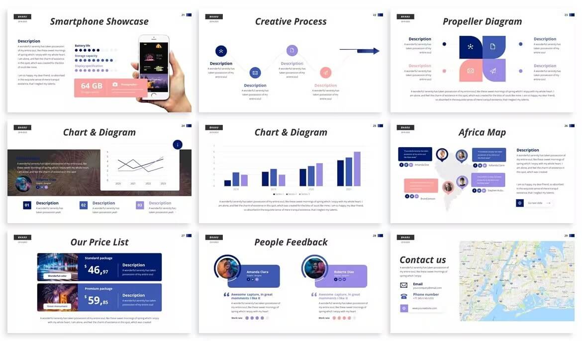 Chart and Diagram of 2020 - Agenda Powerpoint Template.