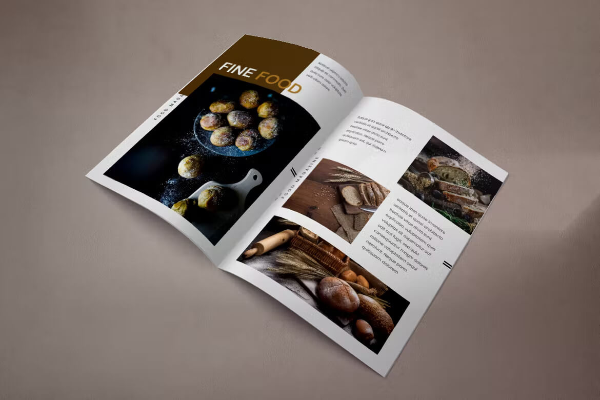 An article "Fine food" in the magazine.