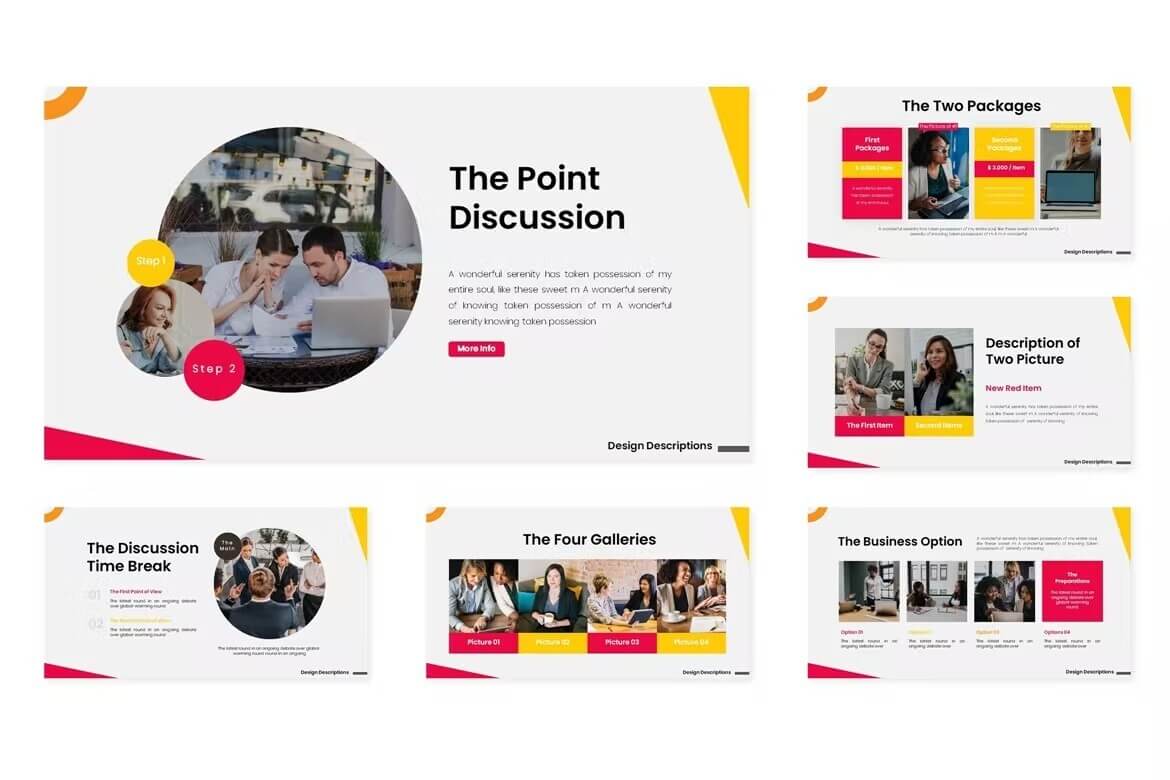 The discussion time break of Business Agenda Presentation template.