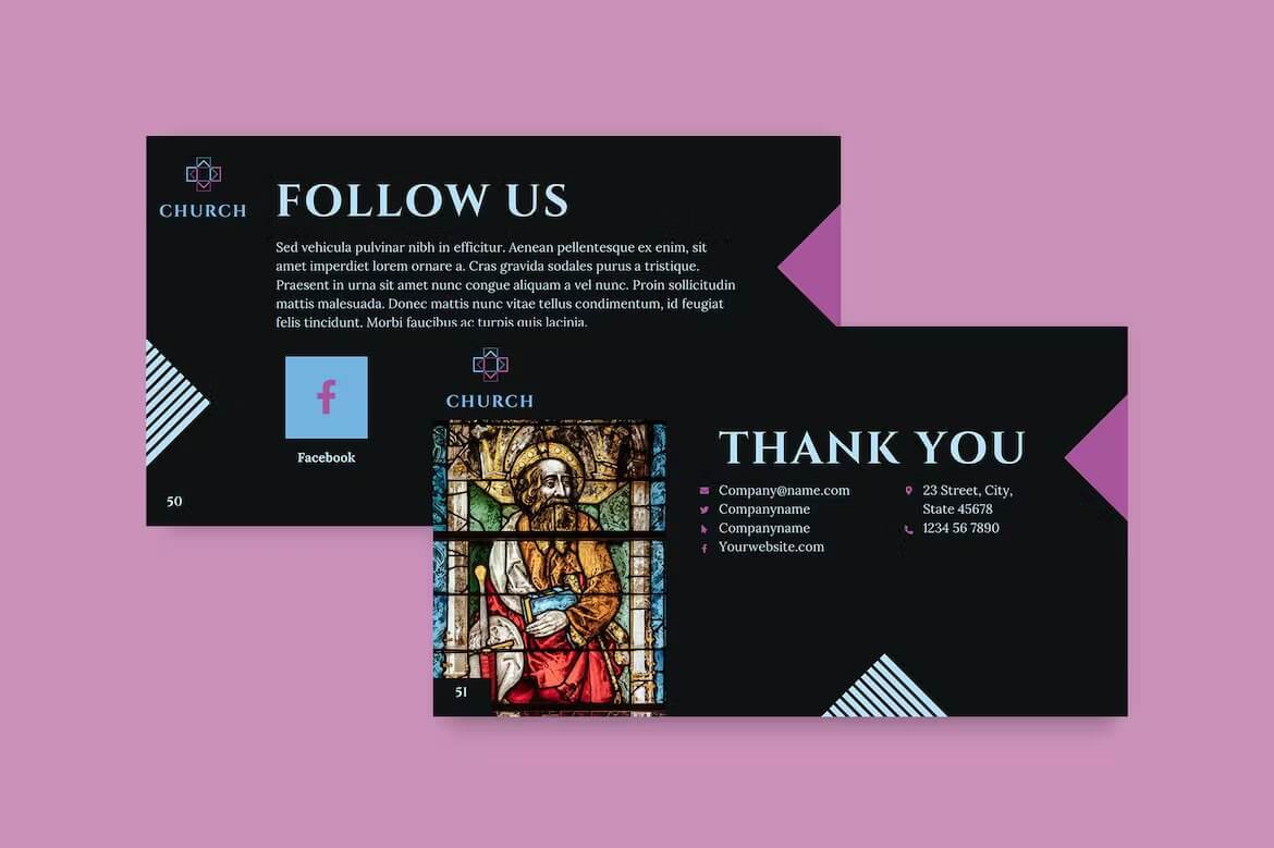 Contacts of Church PowerPoint Presentation Template.