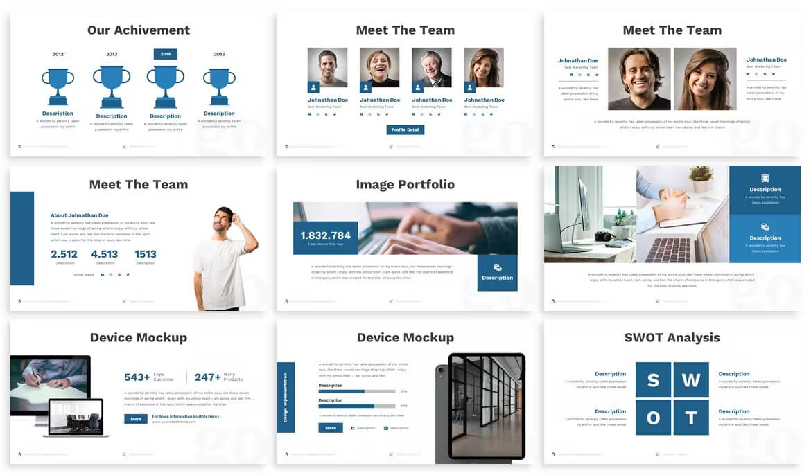 Vision and mision statement of GoFinance - Sales Deck Powerpoint Template.