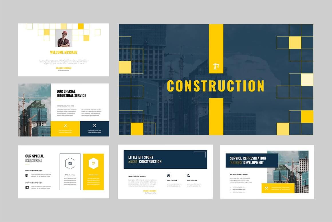 Six Master Construction Powerpoint Slides.