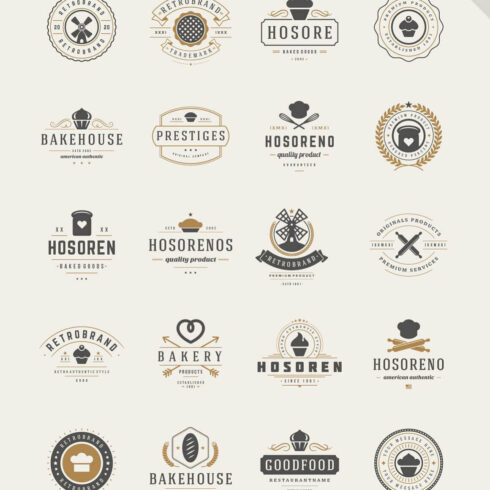 20 Bakery Logotypes and Badges | Master Bundles