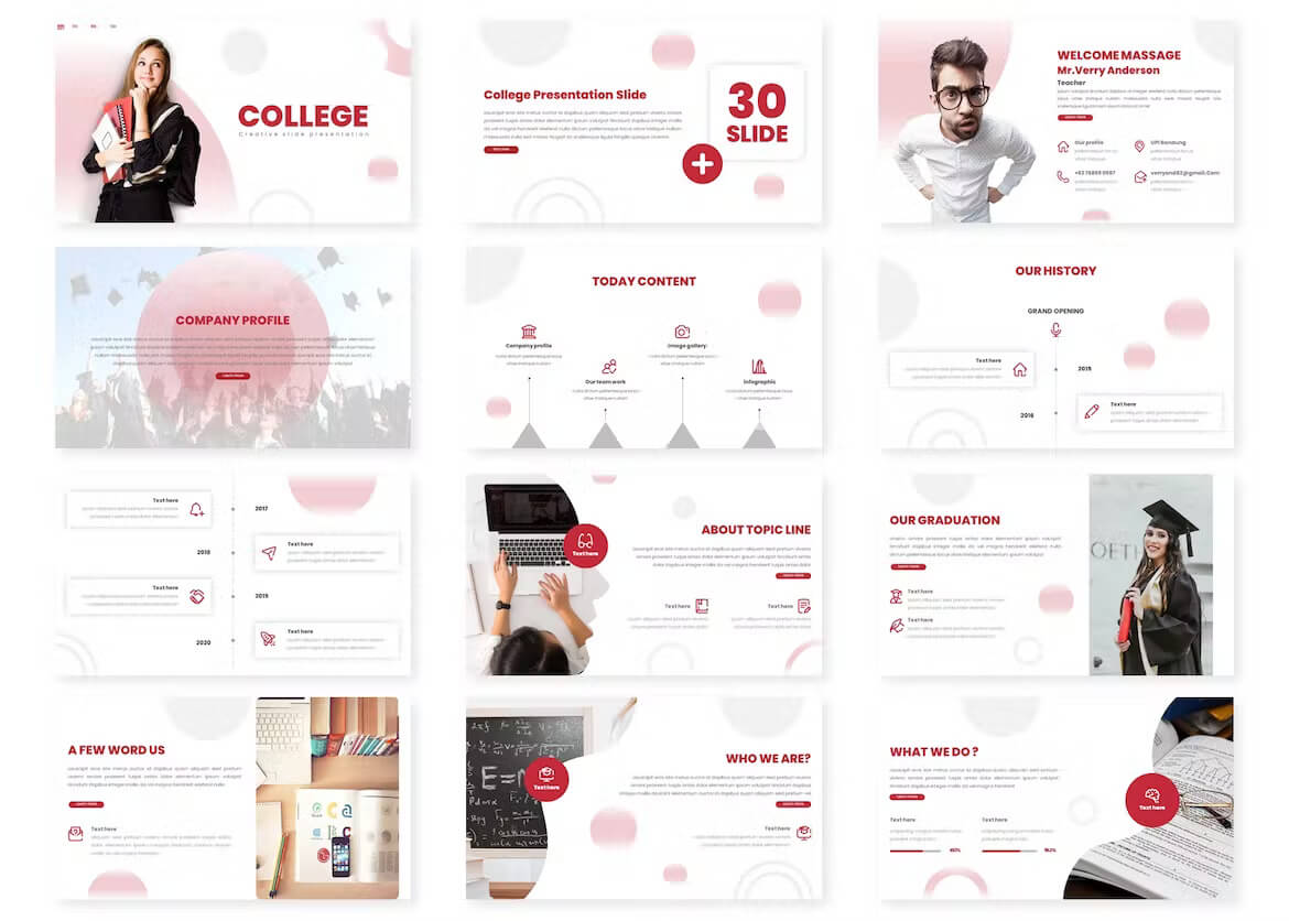 30 slide of College - Creative Powerpoint Template.