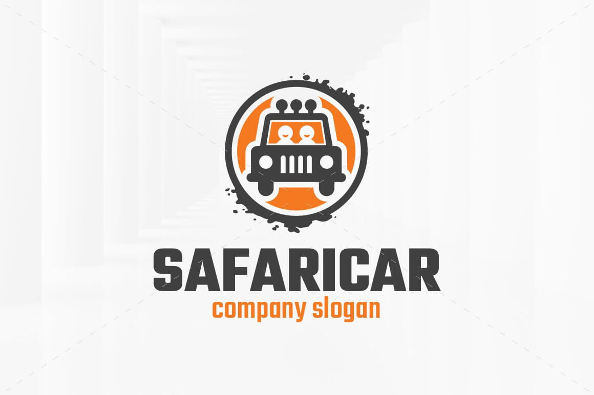 White big safari car logo template.