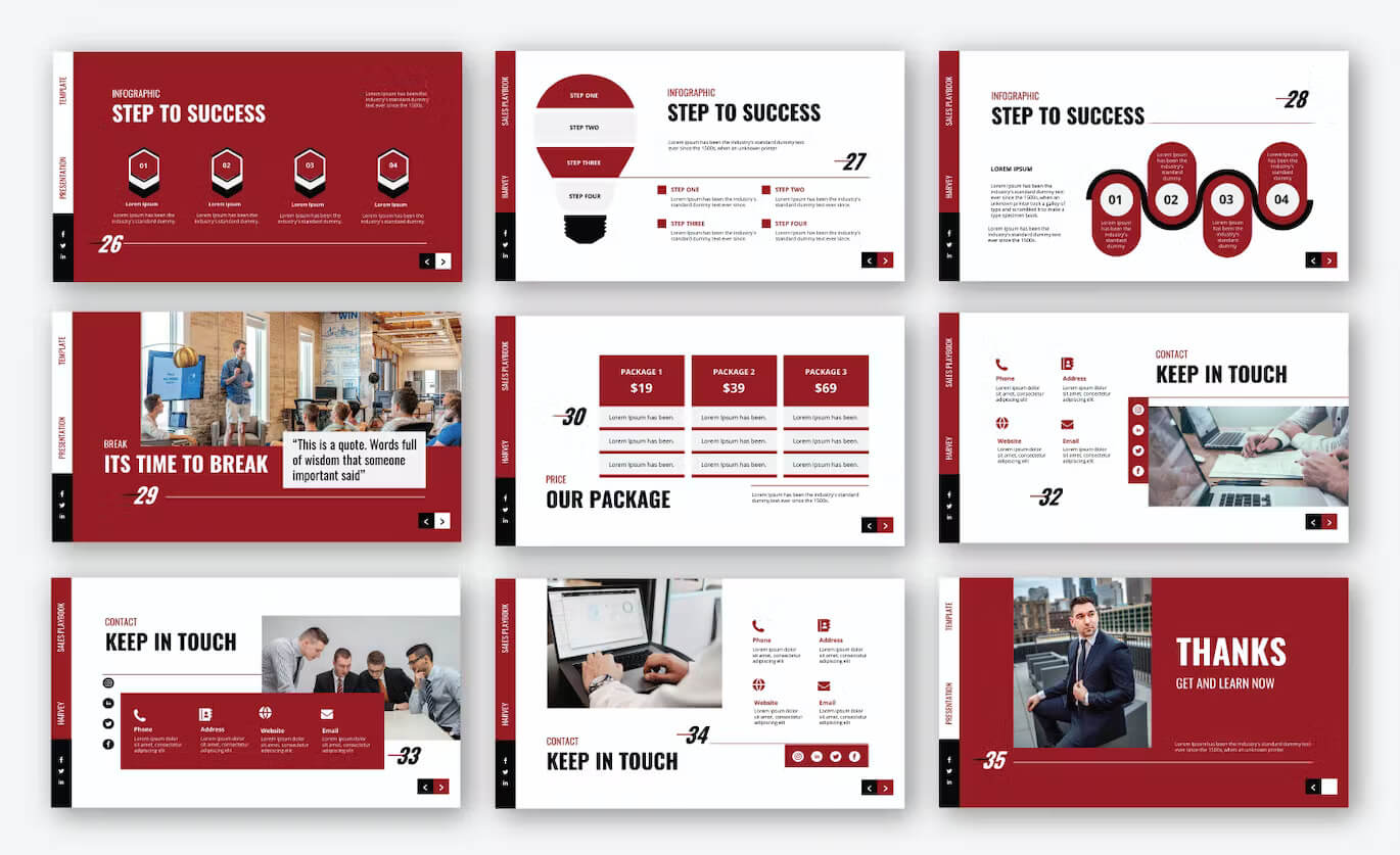 Steps to success of Sales Playbook Powerpoint Template.