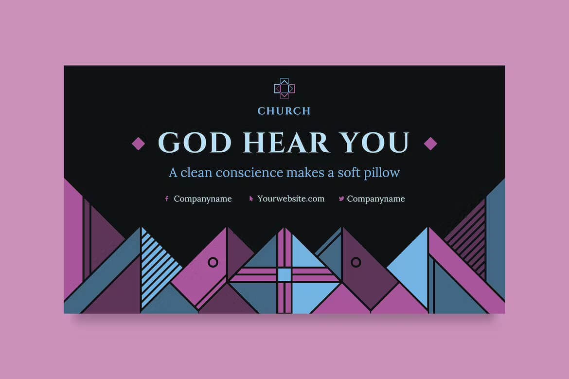 Inscription "A clean conscience makes a soft pillow" of Church PowerPoint Presentation Template.