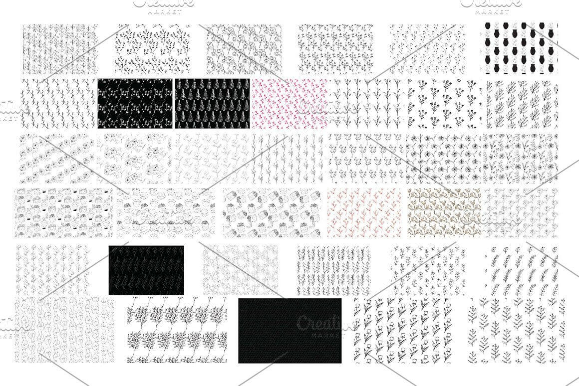 67 Sushi Food Pattern on the White and Black Backgrounds.