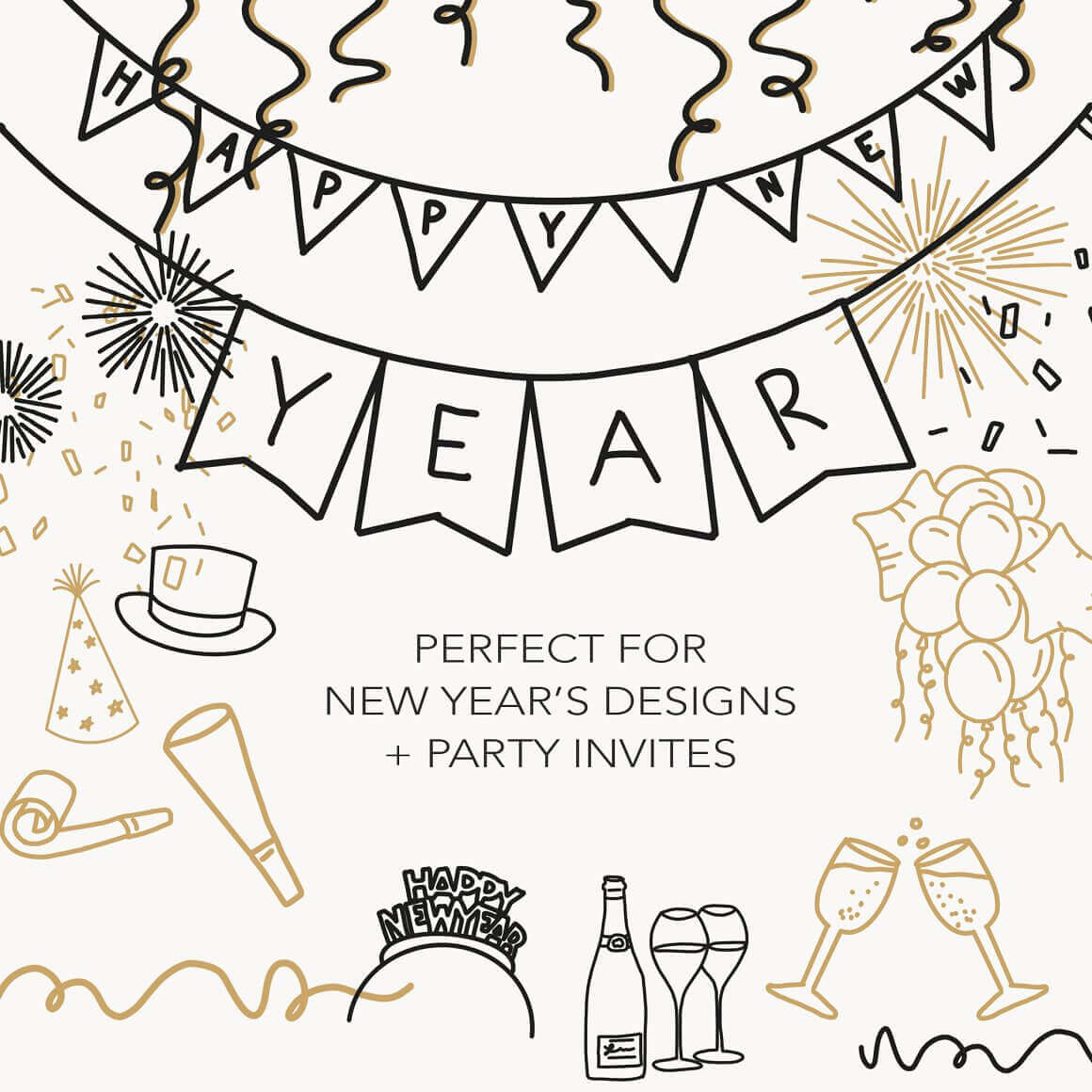 Images for New Year's designs and for party invites.