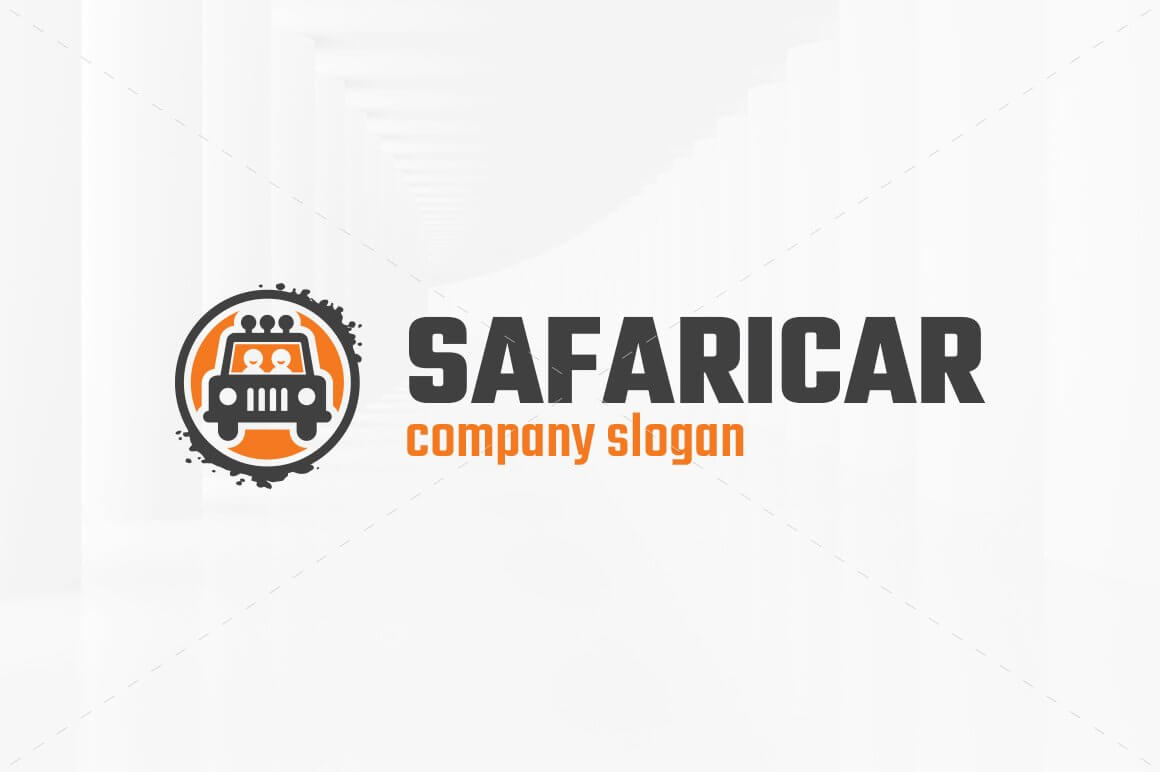 White large Safari car logo template with title on the right.