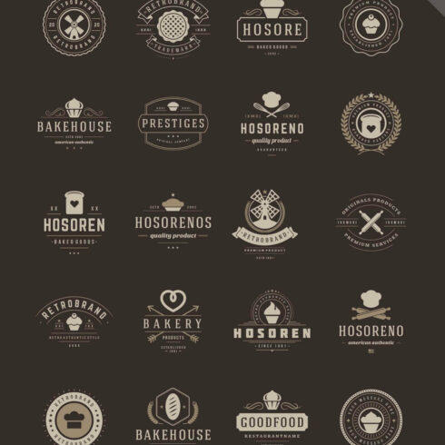 20 Bakery Logotypes and Badges | Master Bundles