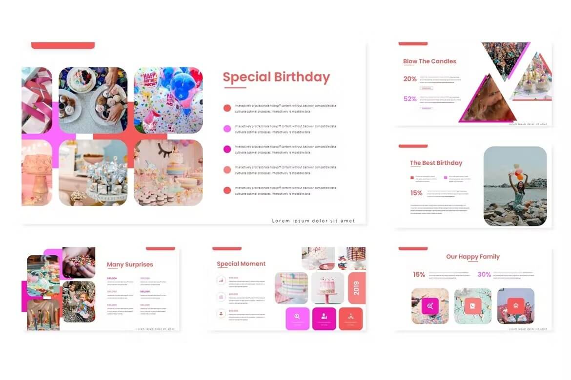 Many surprises of Birthday Party - Powerpoint Template.