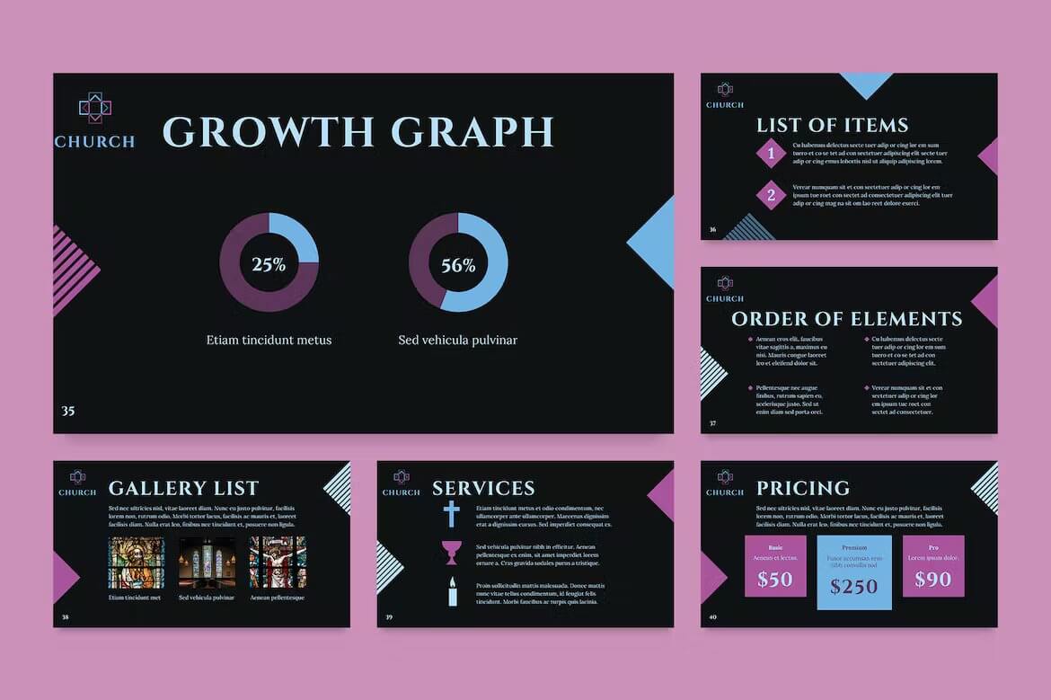 Growth graph of Church PowerPoint Presentation Template.