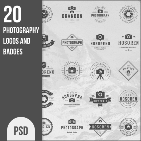Prints of photography logos and badges.