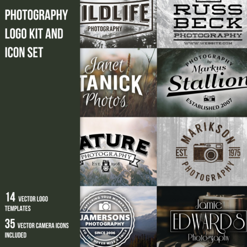 Prints of photography logo kit and icon set.